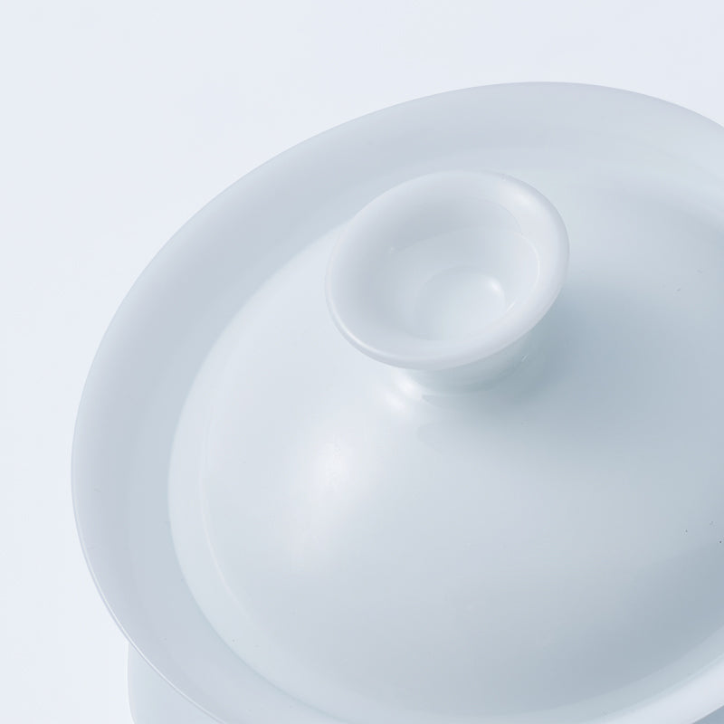 Frosted Jade Porcelain Gaiwan | Handmade Dehua White Ceramic Tea Cup | 150ml Gongfu Tea Brewer