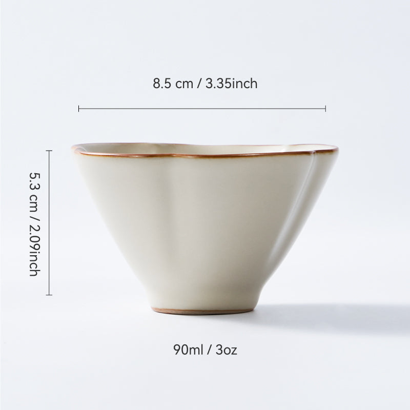 90ml Handmade Ru Kiln Petal Tea Cup | Elegant Ceramic Gongfu Teacup from Dehua