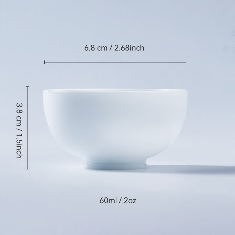 Frosted Jade Porcelain Tasting Cup | Handmade Dehua White Ceramic Tea Cup | 60ml Gongfu Tea Ware
