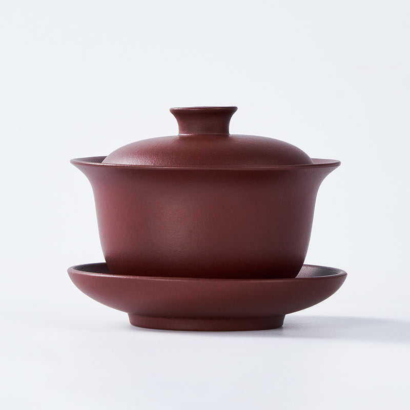 Authentic Yixing Zisha Gaiwan | Handmade Purple Clay Gongfu Tea Cup | Traditional Chinese Teaware