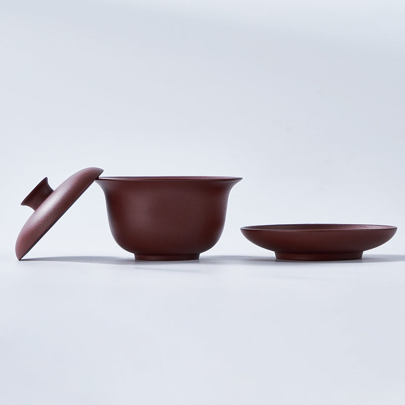 Authentic Yixing Zisha Gaiwan | Handmade Purple Clay Gongfu Tea Cup | Traditional Chinese Teaware