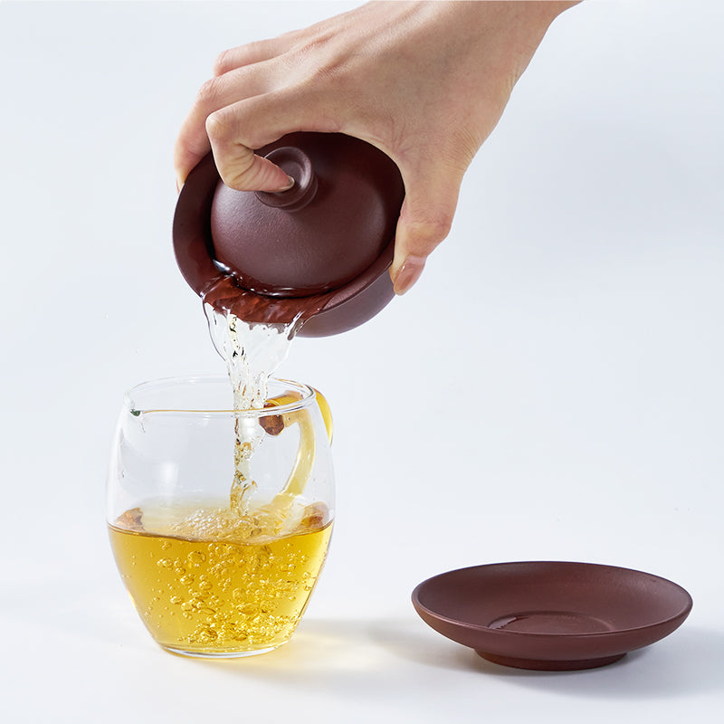 Authentic Yixing Zisha Gaiwan | Handmade Purple Clay Gongfu Tea Cup | Traditional Chinese Teaware