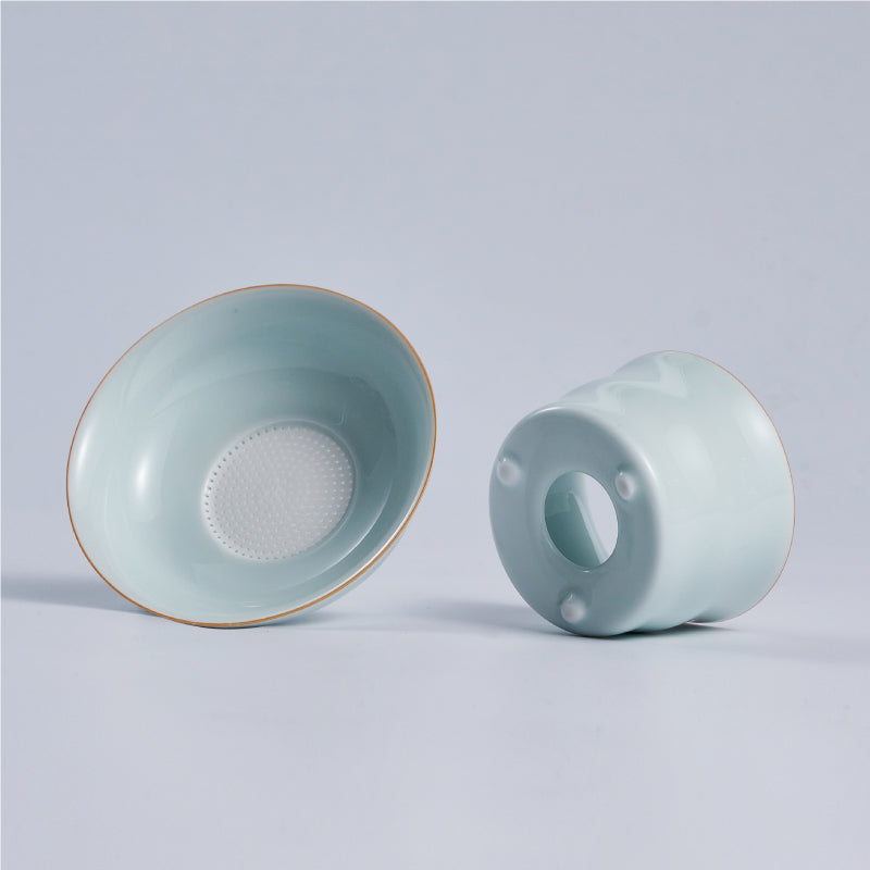 Handmade Celadon Tea Strainer | Ceramic Gongfu Tea Filter for Loose Leaf Tea