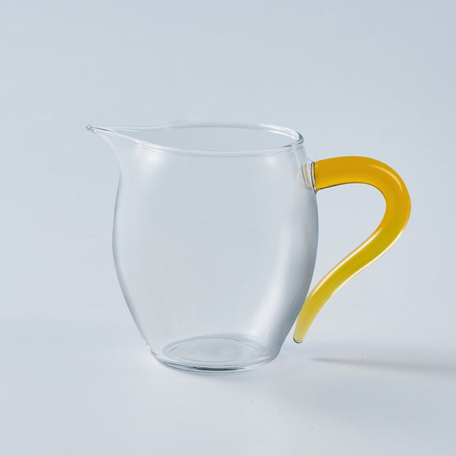 350ml Borosilicate Glass Gong Dao Bei | Heat-Resistant Tea Pitcher with Amber Handle
