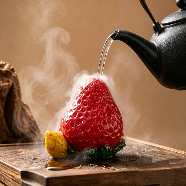 The strawberry turtle changs color.Color Changing Tea Pet, Tea Set Accessories Traditional Gongfu Tea Set Accessory, for Tea Lover Friends