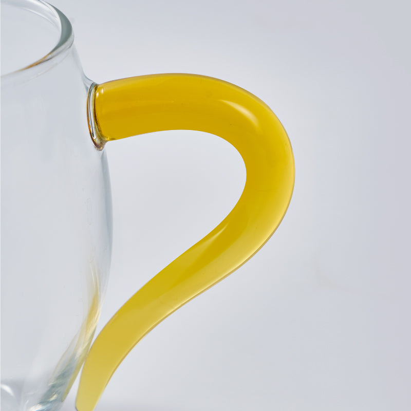 350ml Borosilicate Glass Gong Dao Bei | Heat-Resistant Tea Pitcher with Amber Handle