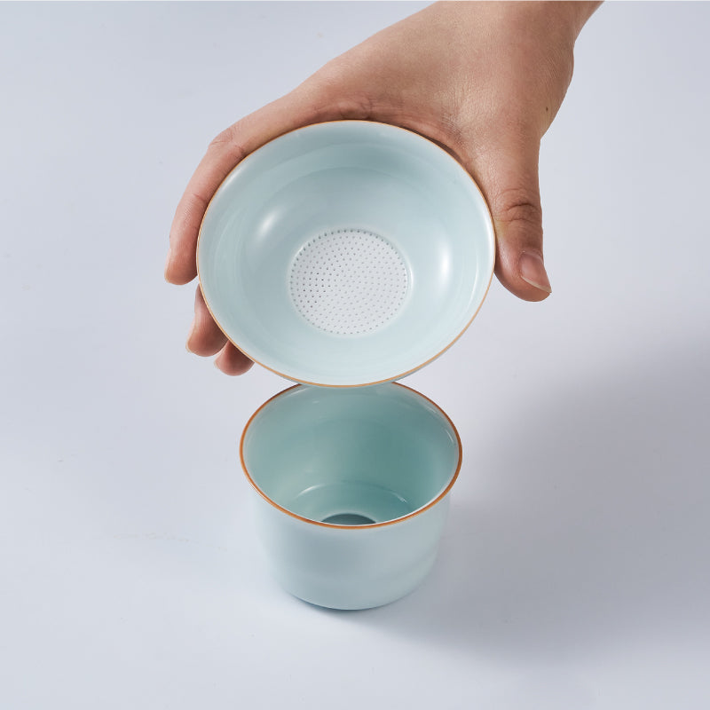 Handmade Celadon Tea Strainer | Ceramic Gongfu Tea Filter for Loose Leaf Tea